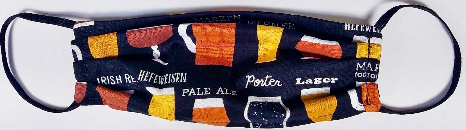 Craft Beer themed designer face mask  Made in USA of 100% Cotton